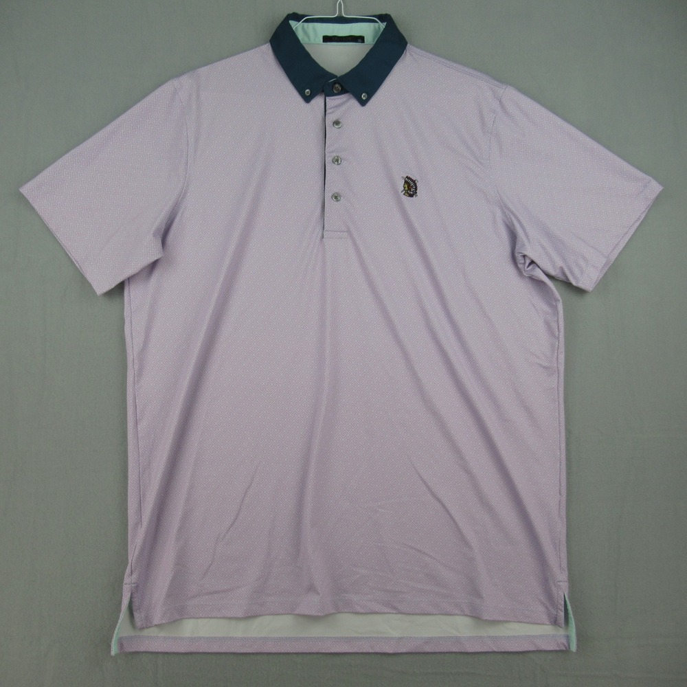 Greyson Polo Shirt Mens XL Purple Geometric Short Sleeve Performance Golf